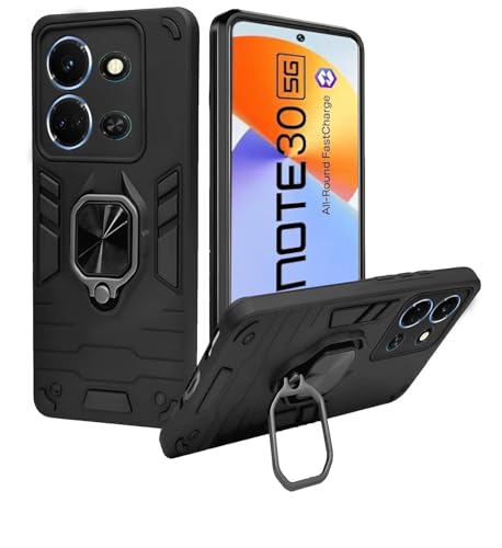 Image of A rtistque Armor Bumper Back Case Cover for Infinix Note 30 5G | Stylish Ring Holder & Inbuilt Stand | Shockproof TPU Protective Design | 360 Protection | Infinix Note 30 5G Back Cover - Black