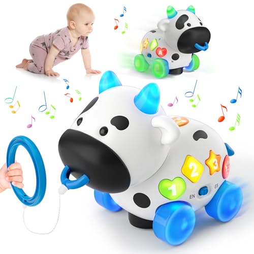 Image of Musical Cow Baby Toys 6-12-18 Months, Bilingual Crawling Walking Toddler Educational Learning Toy for 1 Year Old Boy Girl Birthday Gifts, 6 7 8 9 10 12 Month Old