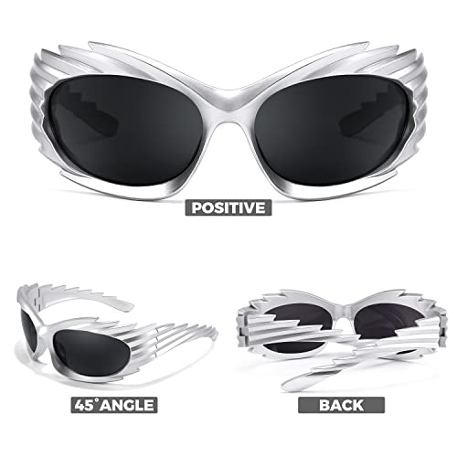 FEISEDY Wrap Around Y2K Sunglasses for Men Women Oversized Swift Oval Futuristic Shades B91022