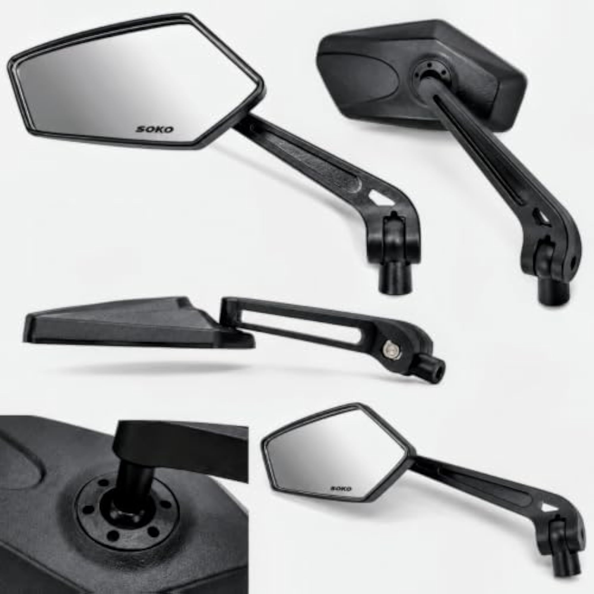Angular Motorcycle Rear View Mirror Set