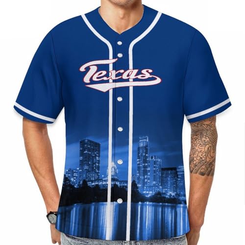 Baseball City Night Skyline Jersey Shirt Printing Apparel para hombres fans XL Azul miniatura 2