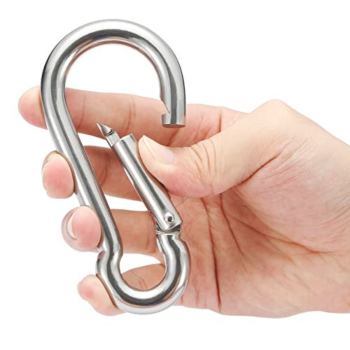 Image of sprookber Stainless Steel Spring Snap Hook Carabiner - 304 Stainless Steel Clips, Set of 6