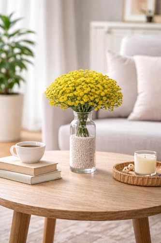 Image of SATYAM KRAFT 40 Pcs Artificial Baby's Breath Flowers (Gypsophila) Bouquet for Gifting, Home Decor, Bedroom, Table Centerpiece, DIY Craft, Wedding Decoration (28.5 cm, Without Vase) (Yellow)