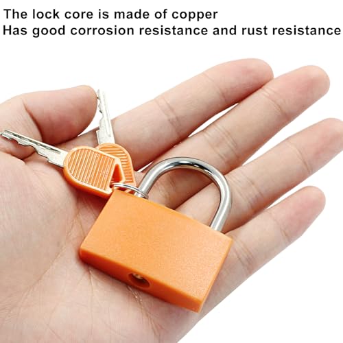 Image of BokWin 2 Pack Keyed Padlock Luggage Locks Orange ABS Plastic Covered Copper Padlock for Jewelry Box Laptop Bag Backpack Gym Locker