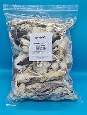 Rabbit Ears Natural with fur Hair Hypoallergenic Dog Treat Chew (1kg 50 - 65)