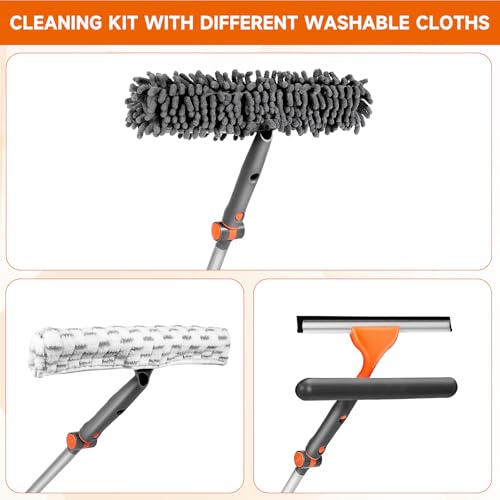 Image of Chabatree Window Squeegee Cleaner Set 2-in-1 Window Cleaning Tool with Extendable Pole, Window Cleaning kit with Bendable Head for Indoor & Outdoor Glass for Car Indoor Outdoor High Windows