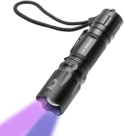 HSXMN UV Flashlight 365nm & 395nm, Powerful Black Light LED Light Wood’s Lamp Blacklights, Zoomable Handheld Ultraviolet Torch Detector for Pet Urine Dry Stains, Curing UV Glue, Rocks & Minerals
