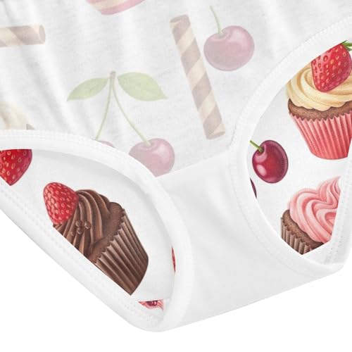 Cute Chocolate Strawberry Cupcakes Cotton Toddler Underwear, Cotton Underwear Girls, 2T–8 Years4
