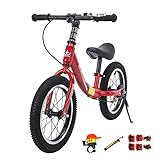⭐ La bicicleta adopta un cuadro de acero con alto contenido de carbono ligero y fuerte, que es seguro y estable.Los neumáticos de goma de 14 pulgadas son adecuados para diversas condiciones de la carretera.