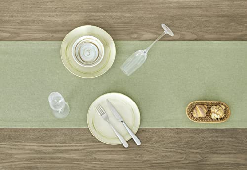 Zeemart Basic Linen Style Table Runner, 14 X 72 Inch Sage Green, Rustic Farmhouse Green Table Runners 72 Inches Long, Everyday Polyester Table Runner - Machine Washable & Easy Care #TOP2