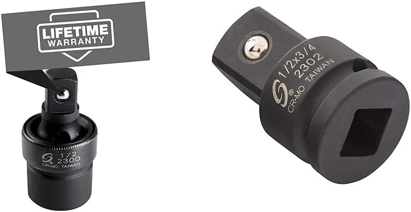 SUNEX TOOLS 2300, 1/2" Drive, Universal Impact Joint, Cr-Mo Steel, Radius Corner Design, Flexible, Meets ANSI Standards