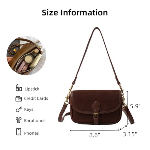 Suede Bag for Women Hobo Shoulder Bag Retro Shoulder Satchel Bag with Adjustable Strap3