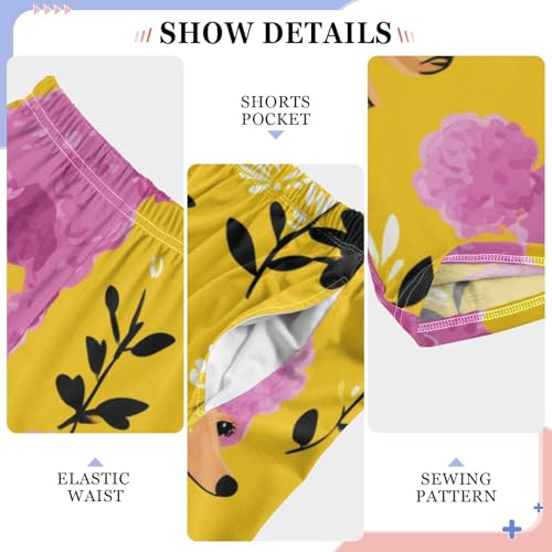 ZZXXB Poodle Spring Flower Boys Long Pants Soft Trousers Elastic Waist Kids Lounge Bottoms with Pockets S-XL4