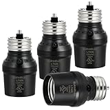 SURAIELEC Light Sensor Socket, Dusk to Dawn Sensor Socket, Adjustable Sensor Orientation, E26 E27 Base Bulb Adapter for Outdoor Lighting Fixtures, Black, UL Listed, 4 Pack