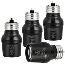 SURAIELEC Light Sensor Socket, Dusk to Dawn Sensor Socket, Adjustable Sensor Orientation, E26 E27 Base Bulb Adapter for Outdoor Lighting Fixtures, Black, UL Listed, 4 Pack