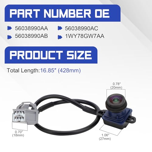 Image of 56038990AA Backup Camera Rear View Camera Compatible with 2013 2014 2015 2016 Dodge Dart, Park Assist Camera Replaces# 56038990AB 56038990AC 1WY78GW7AA