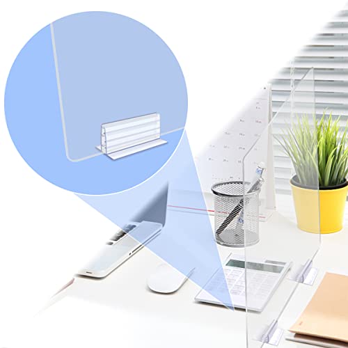 Tenalleys 6Pcs Sneeze Guard Holder, Self Adhesive Acrylic Panels Holder 1/8\" to 1/4\" Thick Sneeze Bracket Mouth to Fasten Glass Plate for Desk Table Counter