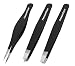 3 PCS Tweezers Set - Precision, Slant, Flat - Black - Best Professional Kit Surgical Grade Stainless Steel Tweezers for Women and Men, Eyebrow, Ingrown Hair, Splinter, Grooming & Hobby - TweezeTech