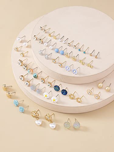 Image of Shining Diva Fashion 30 Pairs Combo Set Stylish Crystal Pearl Earrings for Women and Girls
