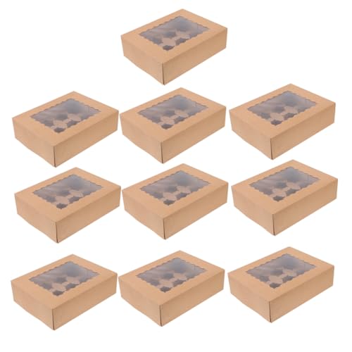 Cabilock Window Cupcake Boxes Paper 10 Pack Storage Containers for Muffins Pastries Cakes Bakery Boxes
