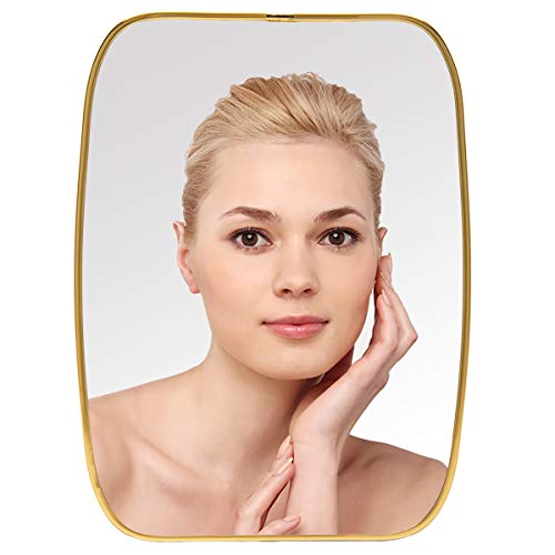 YEAKE Schreibtisch-Tisch-Standspiegel für Make-up, tragbarer Hängeschreibtischspiegel mit Metallrahmen und einfacher Halterung kann montiert werden (Rechteck + Bogen) Cover