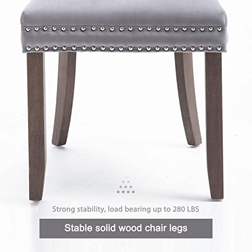 Virabit Dining Room Chairs Set Of 4, Velvet Tufted Dining Chairs With Nailhead Back And Ring Pull Trim, Upholstered Dining Chairs For Kitchen/Bedroom/Dining Room (Light Grey) #TOP6