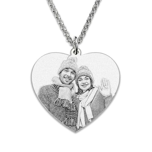GBTROEY Collar Personalizado Foto Colgante Corazón Grabado Texto Cuadro Collar Personalizado Colgante Joyería Regalos Para Mujeres