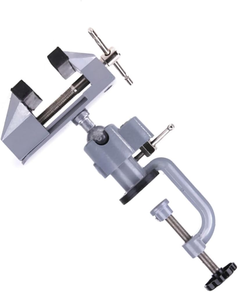 jojofuny 360 Degree Rotating Table Vise Clamp 2 in 1 Heavy Duty Aluminium Alloy Swivel Bench Vise for Woodworking Home Workshop and DIY Projects