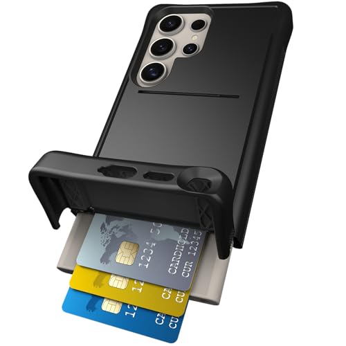 Scooch for Samsung Galaxy S24 Ultra Case with Card Holder, Wingmate Wallet Case with Hidden Card Slot and RFID Protection, Holds up to 4 Cards, 10-Foot Drop Protection, Black