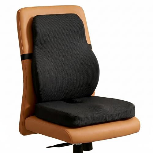 Image of betterhood PosturePro Seat Cushion & Back Support for Office Chair Combo, Ergonomic Memory Foam Sitting Pillow, Lumbar Support Seat Cushion for Chair, Coccyx Cushion for Tailbone Pain Relief (Black)
