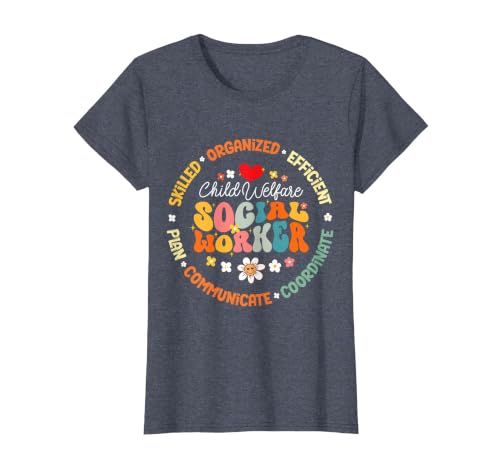 Child Welfare Social Worker Appreciation Week Back School T-Shirt, Women, Heather Blue, Medium