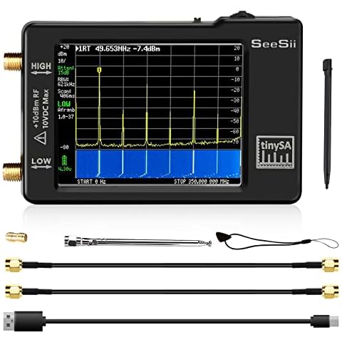 Portable TinySA Spectrum Analyzer,SEESII Upgraded V0.3.1 Handheld Tiny Frequency Analyzer 100kHz to 960MHz MF/HF/VHF UHF Input,Signal Generator with 2.8 inch Touch Screen & ESD Protect Function Cover