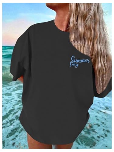 Image of SOLY HUX Girl's Short Sleeve Graphic Tees Crew Neck Beach Tops Casual Summer T-Shirts