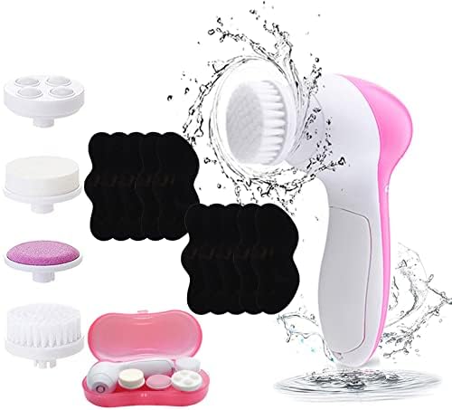 Facial Cleansing Brush Face Brush Electric Face Massager Facial Cleansing Spin Brush Set for Gentle Exfoliating,Removing Blackhead Gift Skincare for Teenage Girl(Pink1)