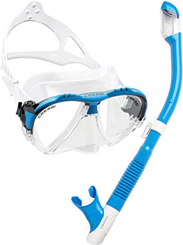 Cressi Matrix & Tao Dry en transparente y azul kit de máscara y tubo para buceo