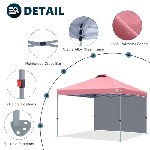 Image of MASTERCANOPY 10x10 Durable Pop Up Canopy Tent with 1 Sidewall, Pink
