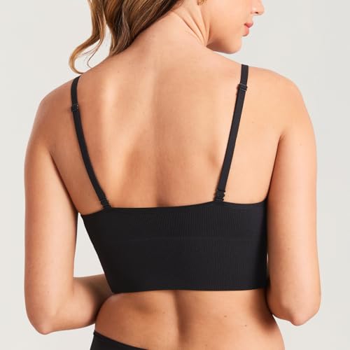 MOMANDA Ribbed Wireless Nursing Bras for Breastfeeding Longline Maternity Sleep Bra V Neck Comfort2