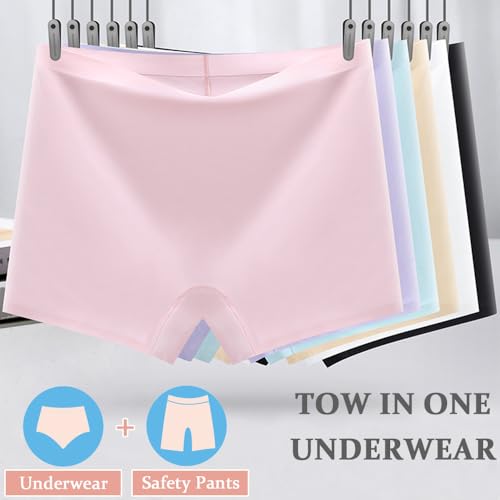 Teen Girls Seamless Boyshorts Underwear No Show Underpants Zero Feel Safety Panties for Dress Age 8-184