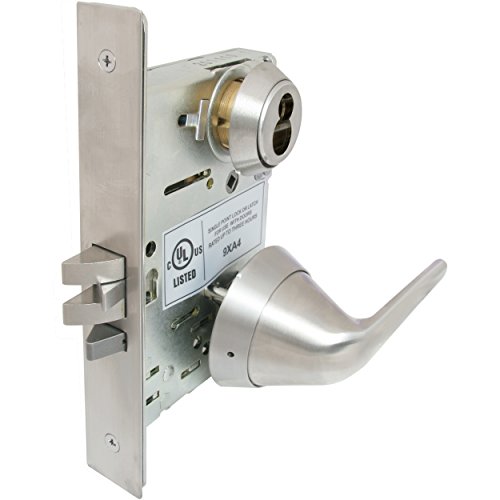 TownSteel MRX-S-L-05-32D-IC Mortise Lock with Ligature Resistant Lever Trim, Grade 1, Classroom Function, SFIC Less Core, Satin Stainless Steel
