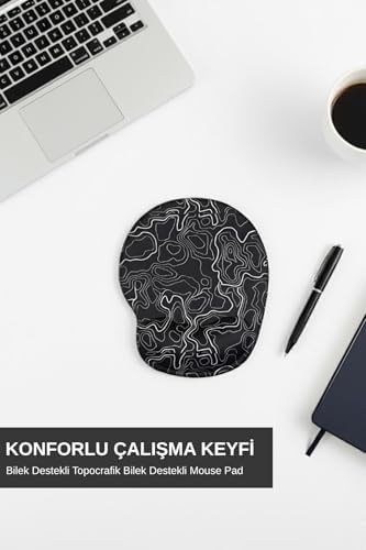 Ergonomik Typography Desenli Mouse Pad – Bilek Destekli Mouse Pad Konforlu Mousepad Siyah - Görsel 3