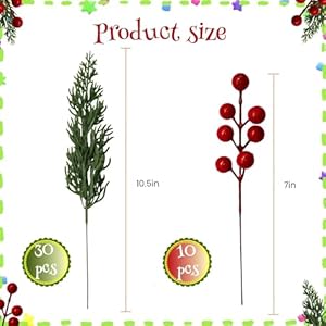 Norfolk Pine Picks,Christmas Greenery Stems Artificial Pine Needles Stems Branches Christmas Tree Filler with Red Berry for DIY Indoor Outdoor Home Cedar Plants Garland Decor (40) Norfolk Pine PicksChristmas Greenery Stems Artificial Pine Needles Stems Branches Christmas Tree Filler with Red Berry for DIY Indoor Outdoor Home Cedar Plants Garland Decor 40