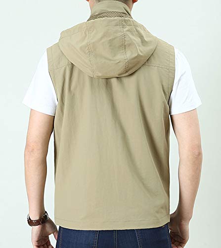 Flygo Men's Utility Casual Hooded Outdoor Work Fishing Travel Photo Vest Jacket with Pockets4