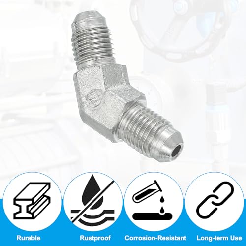 Image of PATIKIL Hex Reducing Nipple Connectors Pipe Adapter 7 /16 inch Male 37 Flare JIC x 7 /16 inch g Male 45 Adapter, Pipe Fitting Reducer Nipple Adapter Plated Steel Hydraulic Fitting