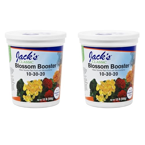 Jacks Classic 10-30-20 Blossom Booster Water-Soluble Fertilizer with Micronutrients for Increasing Color and Quantity of Blooms in Flowering Plants 1.5lbs 2 Pack