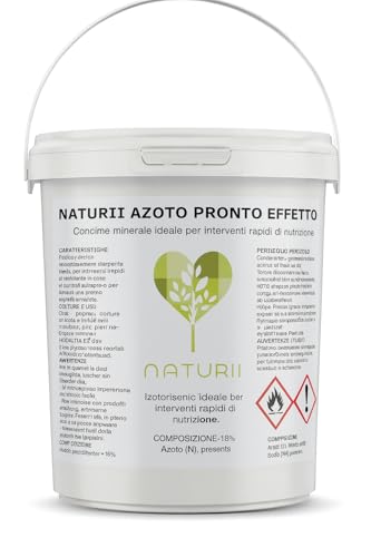 NATURII Azoto Pronto Effetto Fertilizzante Azotato Nutrizione Rapida per Orto, Giardino e Prato (Sechio 1 kg)
