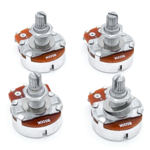 Xuxing 4PCS Guitar Large Potentiometer Audio Volume Taper Pots for Electric Guitar or Bass Guitar (B500K, Long 18mm Shaft)