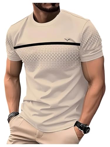 Image of RoseSeek Men's Color Block Short Sleeve Tee Shirts Casual Crewneck T Shirt Trendy Summer Tops