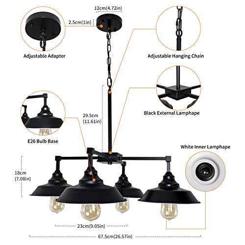 Farmhouse-Chandeliers-for-Dining-Room-4-Lights-Black-Metal-Pendant-Light-Fixture-for-Kitchen-Island-Industrial-Kitchen-Pendant-Lighting-Over-Island-Hallway-Pool-Table Farmhouse Chandeliers for Dining Room 4 Lights Black Metal Pendant Light Fixture for Kitchen Island Industrial Kitchen Pendant Lighting Over Island Hallway Pool Table