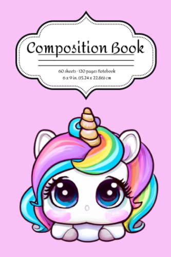 Composition Notebook:: Chibi Kawaii Collage Ruled Comp Book for School - Pink Unicorns (Cute Pastel Journal for Students)