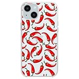 Blingy's for iPhone 15 Case, Fun Red Chili Pepper Pattern Cute Cartoon Food Design Transparent Soft TPU Protective Clear Case 6.1 inch (Chili Pepper) - Image 1